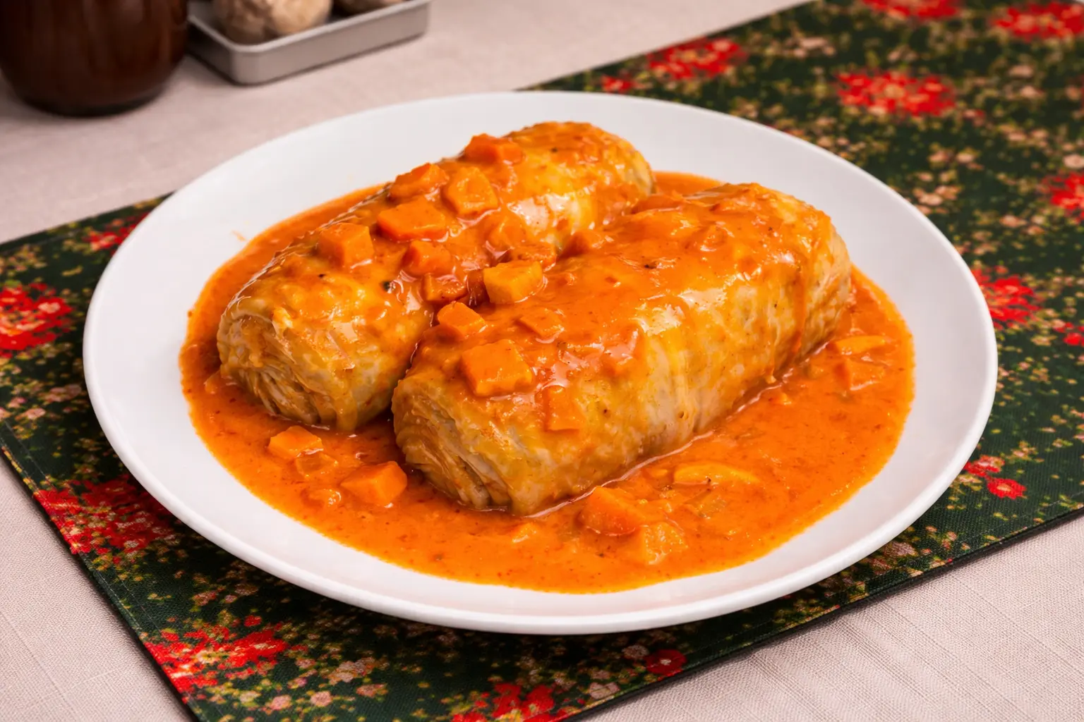 Gołąbki z mięsem i ryżem z sosem pomidorowym