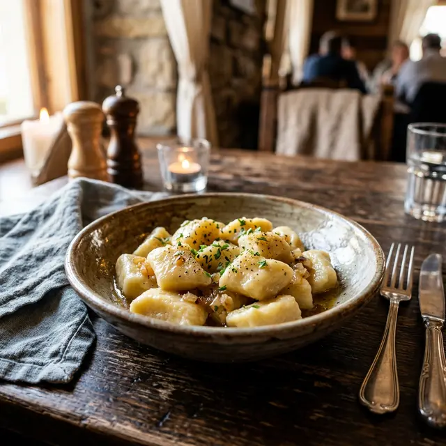 Kopytka w Restauracji Krakoski na Kazimierzu w Krakowie.
