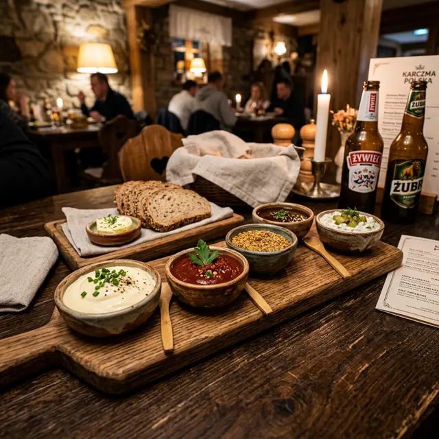 Ketchup / Mustard / Mayonnaise / Aioli / BBQ / Sriracha / Vinaigrette w Restauracji Krakoski na Kazimierzu w Krakowie.